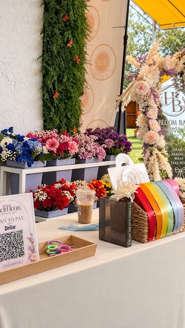 HeirBloom bouquet bar at an outdoor pop-up event